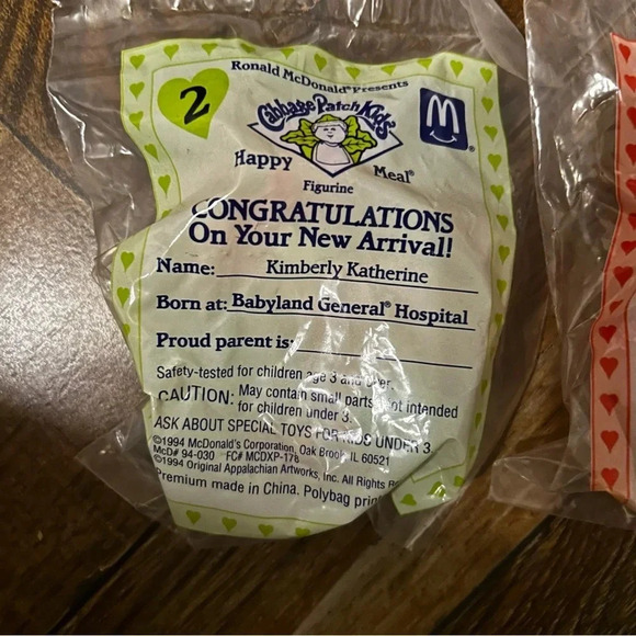 NIP Vtg 1994 Cabbage Toddler Baby Dolls McDonalds Happy Meal Toys Lot of 4 set‎ - Picture 3 of 7